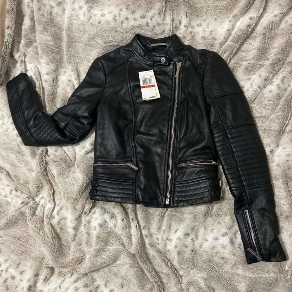 Michael Kors real lamb leather moto jacket